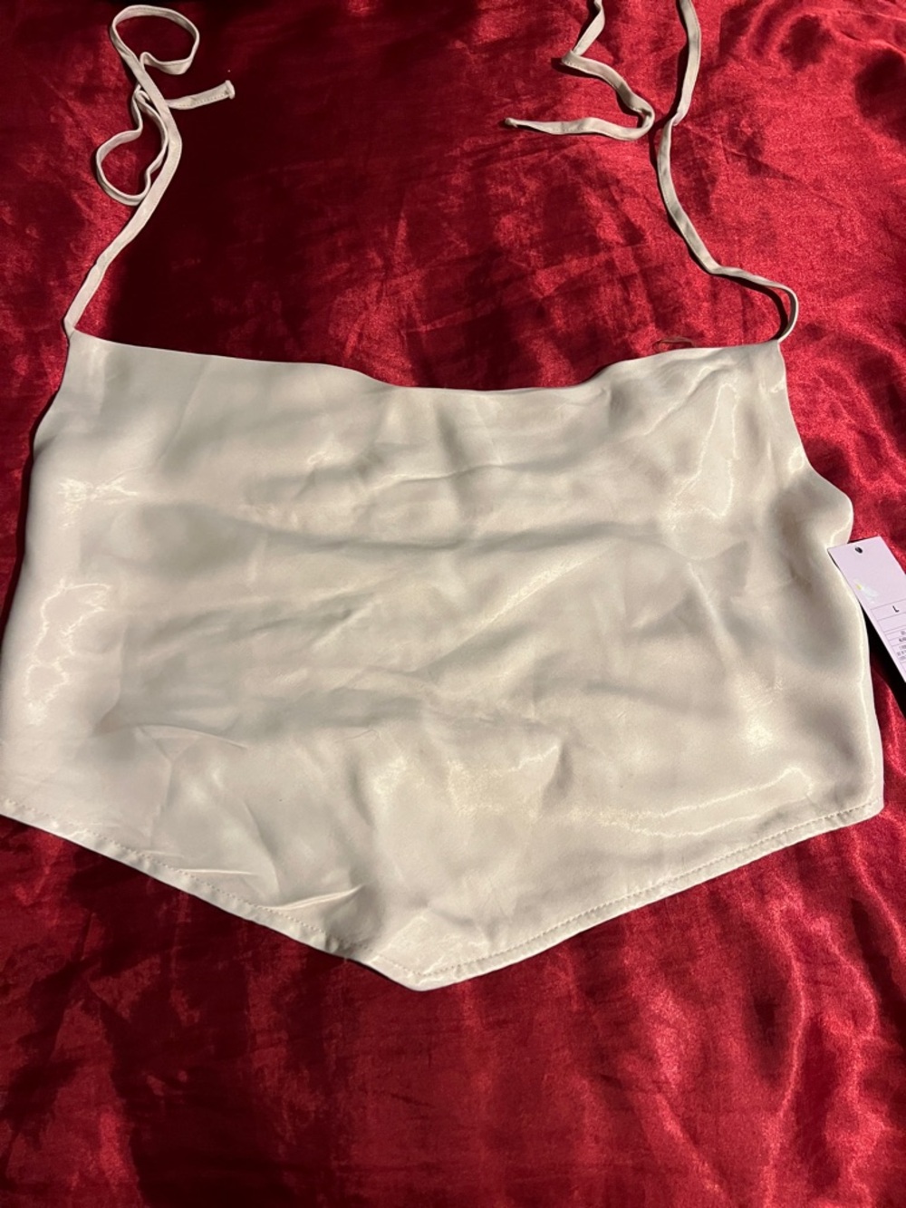 wild fable Cream Satin Halter Scarf Top